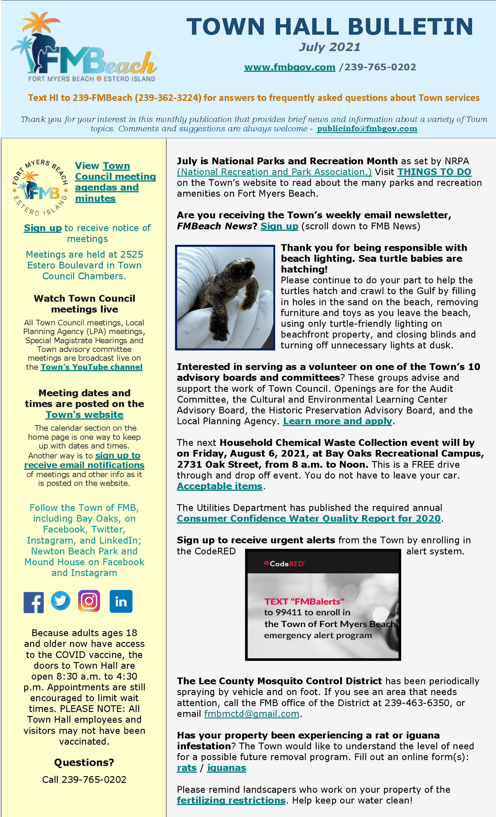 Town Hall Bulletin July 2021