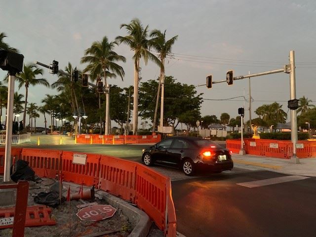 mast arms installed traffic signal downtown oct 2021