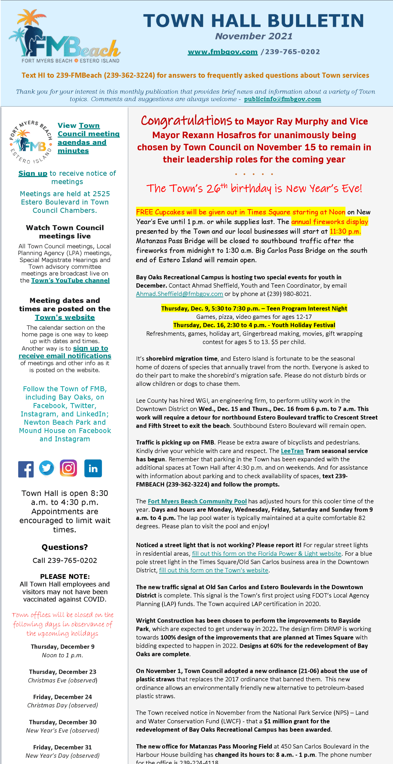 Town Hall Bulletin November 2021