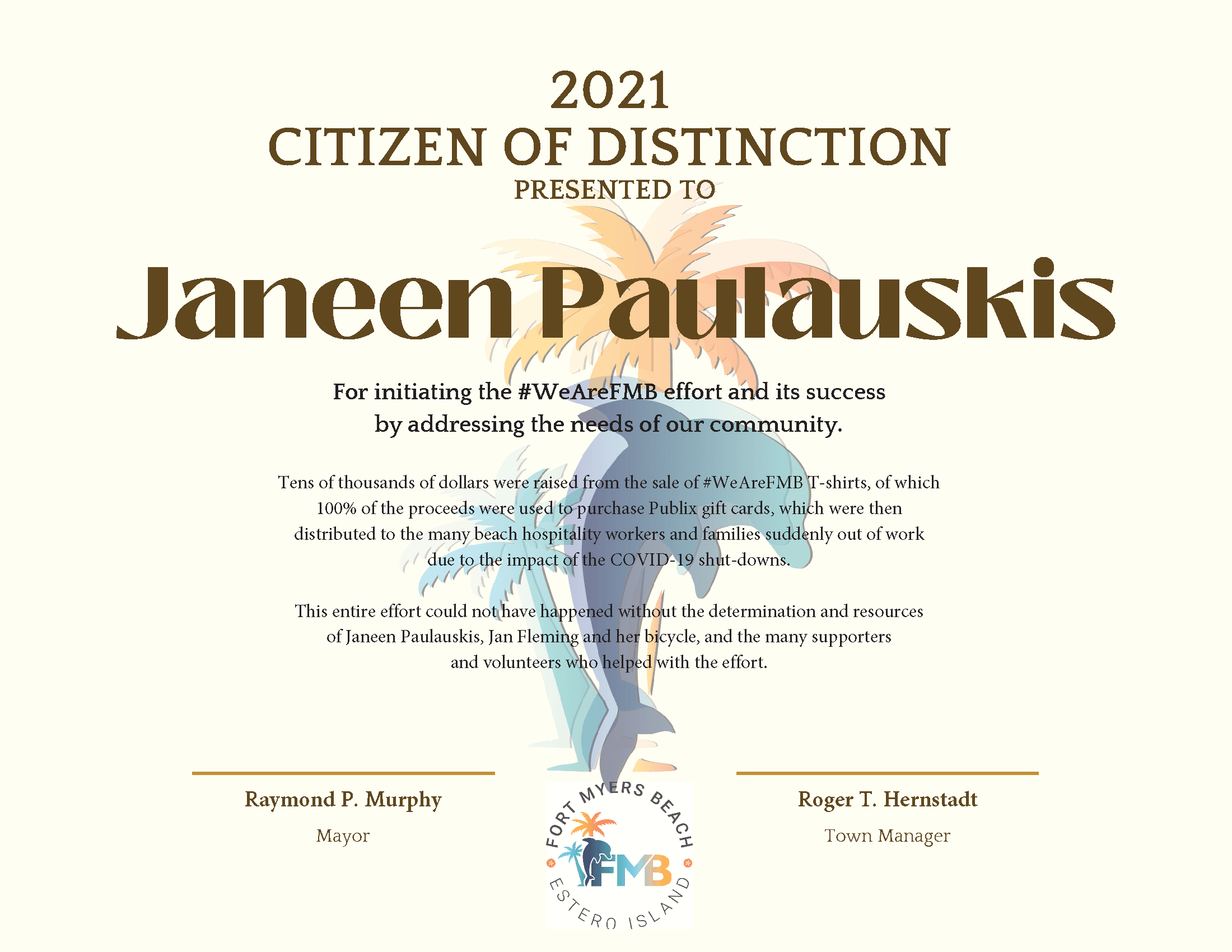 Citizen of Distinction Award - Janeen Paulauskis rev.