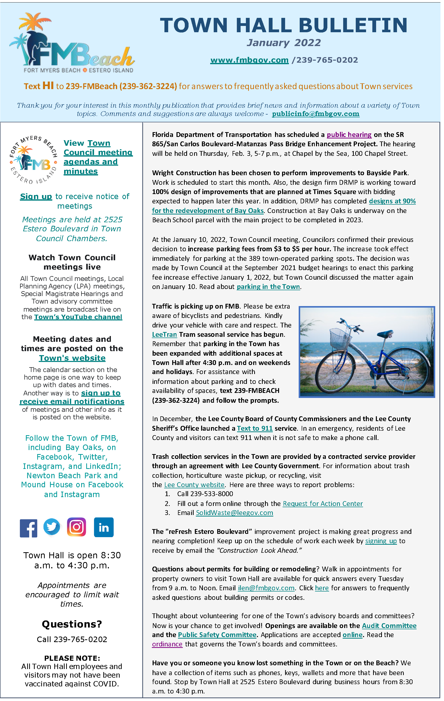 Town Hall Bulletin January 2022