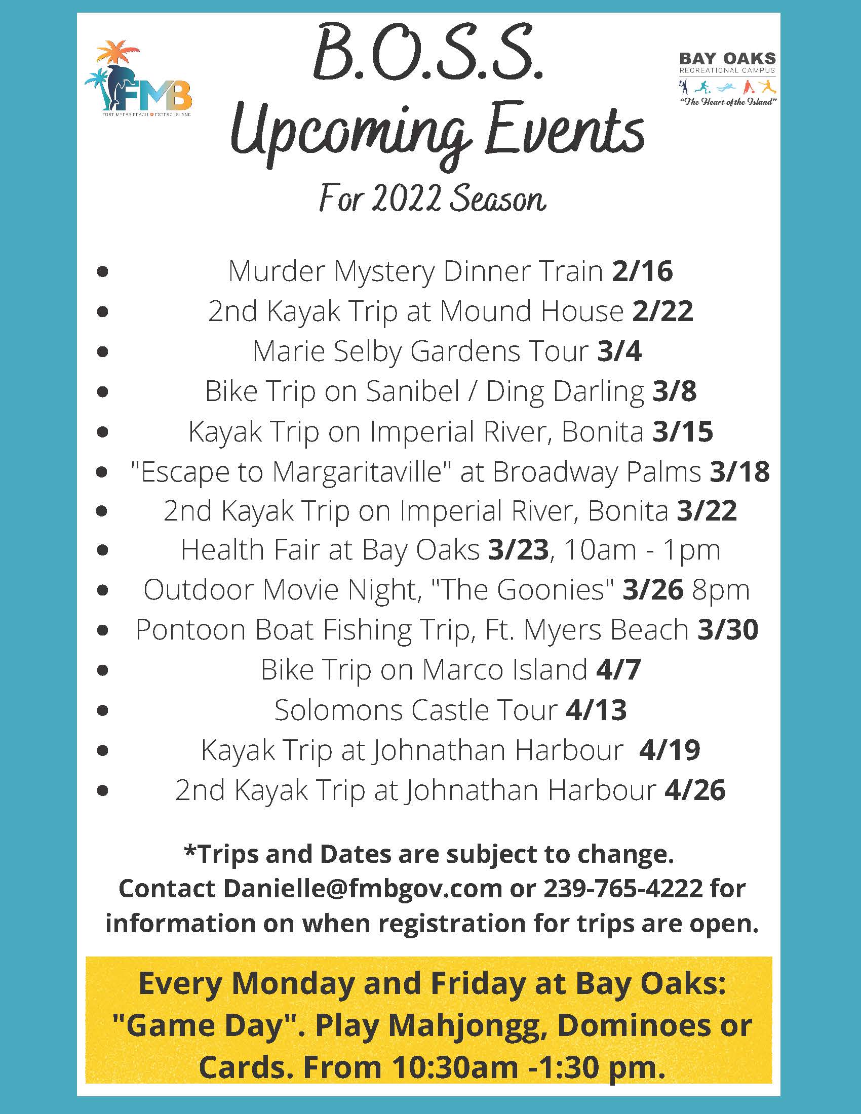 BOSS 22 Upcoming Events