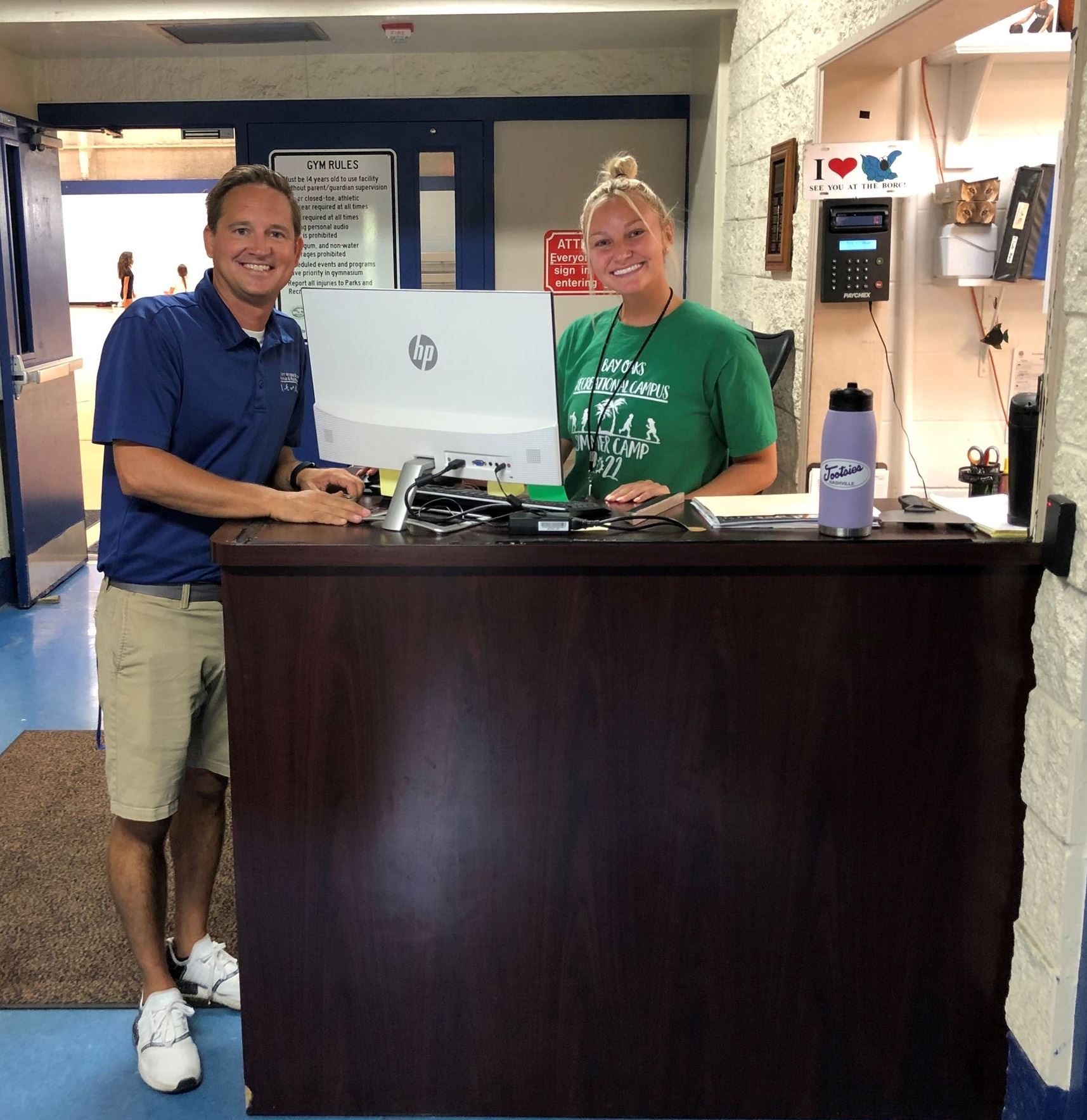 Bay Oaks Rec Center entrance Jeff Hauge Nicole Berzin july 2022