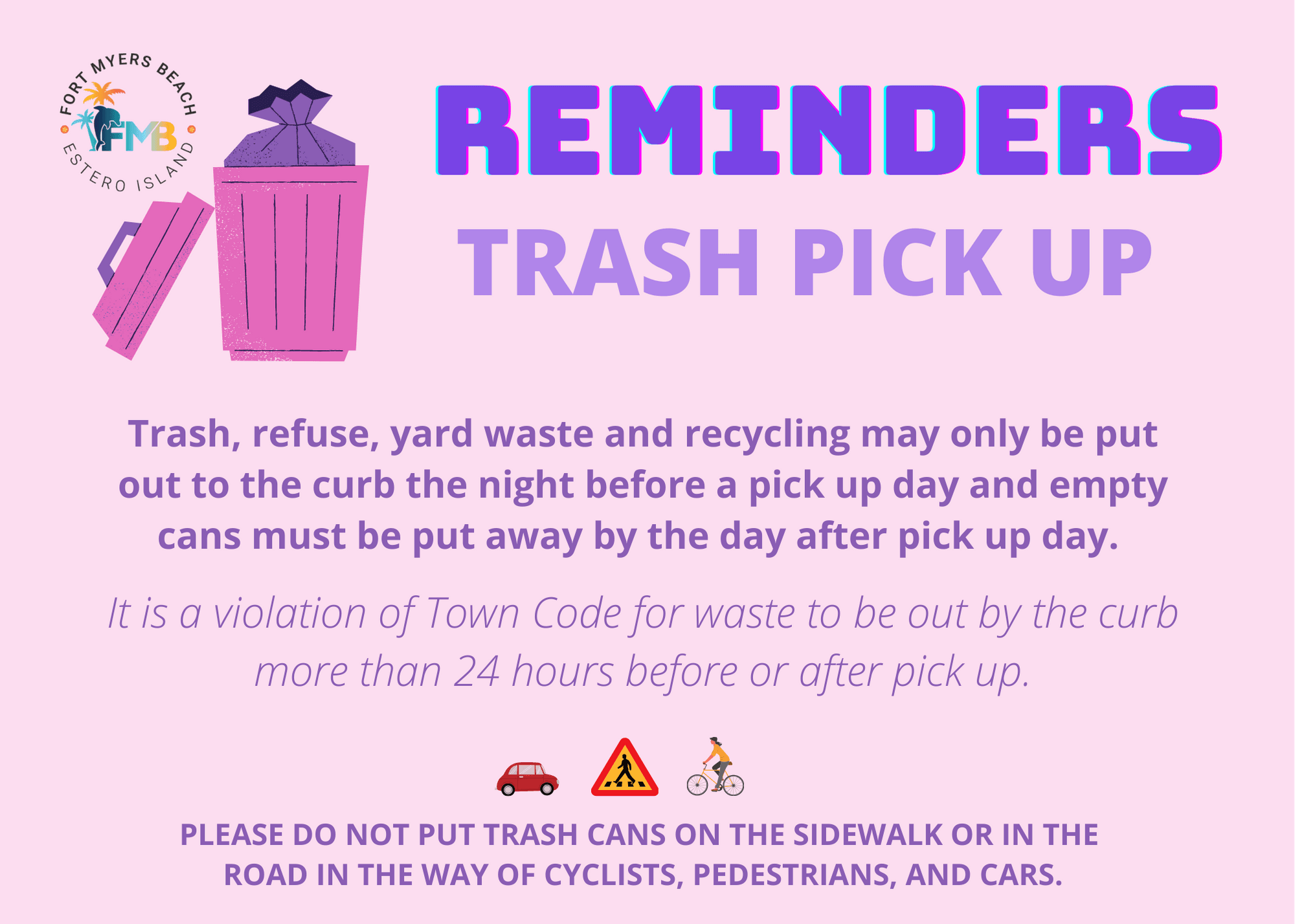 trash pick up reminders