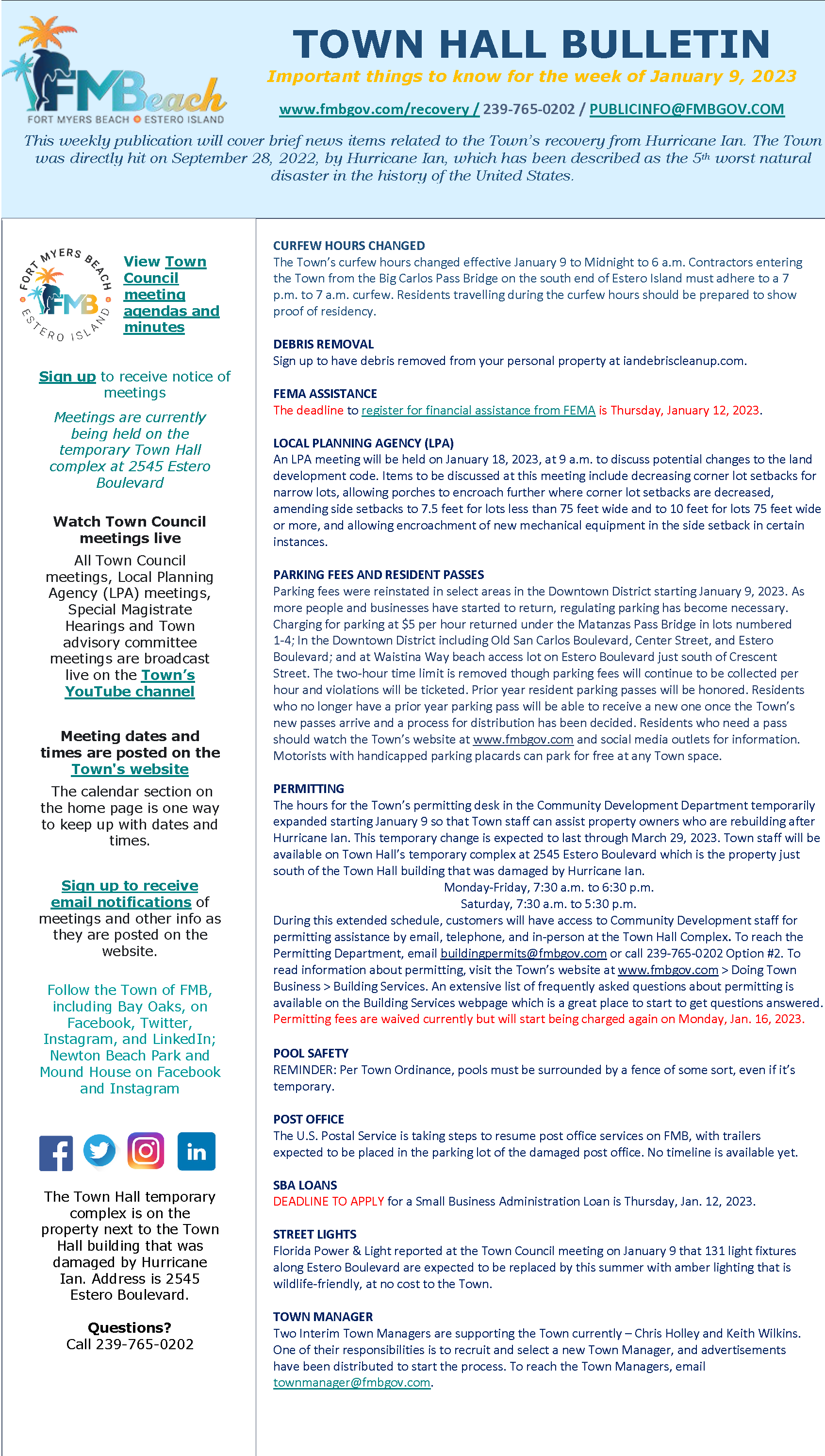 Town Hall Bulletin January 9 2023_Page_1