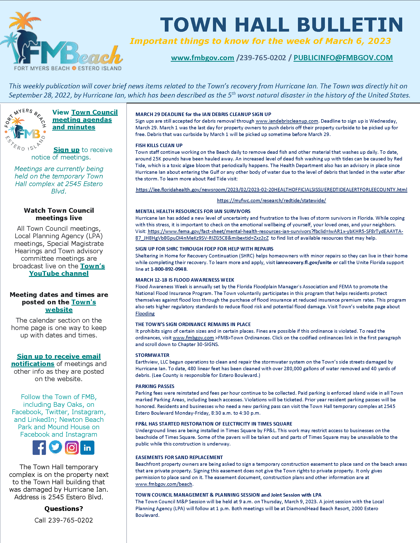 Town Hall Bulletin Mar. 6 2023