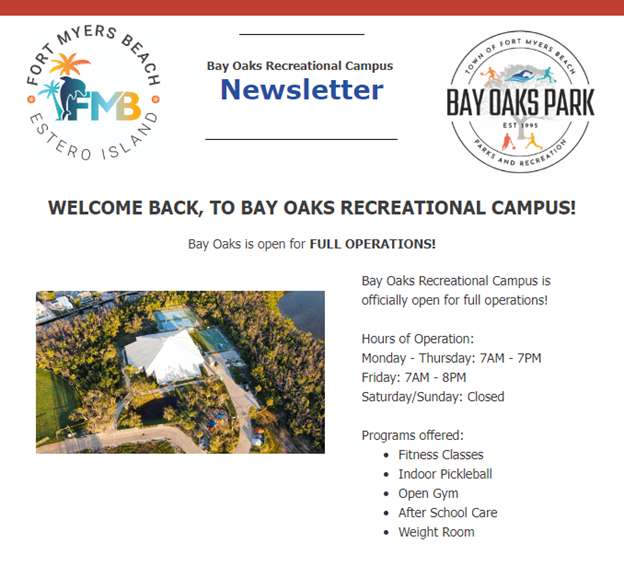 Bay Oaks Newsletter